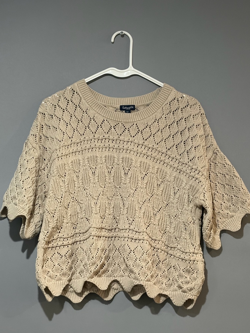 Anthropologie SPLENDID Diletta Pointelle Crochet Knit Sweater Size L - Picture 2 of 11